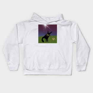 This is a black cat landscape Kids Hoodie